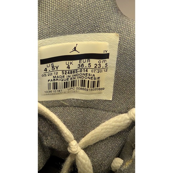 NIKE AIR JORDAN FLIGHT 45 HIGH MAX COOL GREY-WHITE SZ 4.5 (YTH) RARE! 524865-014 - Picture 15 of 15